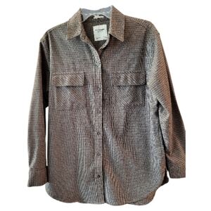 Abercrombie & Fitch Womens Oversized Brown Houndstooth Flannel Shirt - Size S